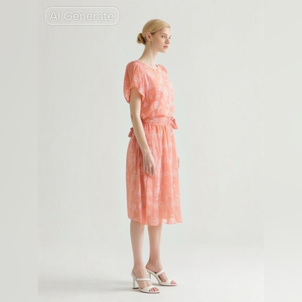 Vintage ITEMS brand Made in USA soft girl feminine romantic pink floral dress
